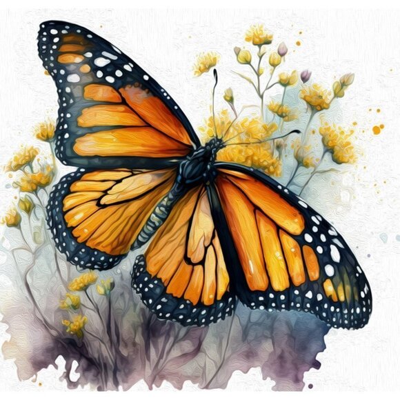 20x30 Monarch Butterfly Watercolor Oil Painting Art Poster - Picture 5 of 7